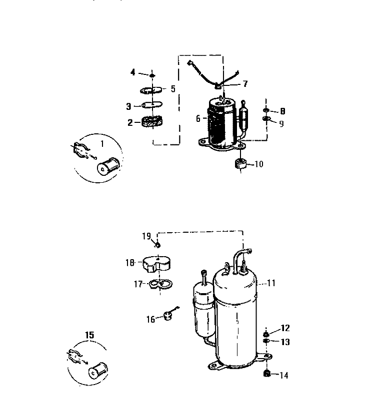 COMPRESSOR Diagram and Parts List for AL119J1A7  Frigidaire Air Conditioner