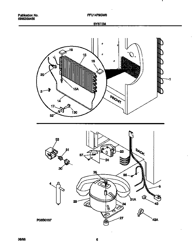 SYSTEM Diagram and Parts List for FFU14F9GW0  Frigidaire Freezer