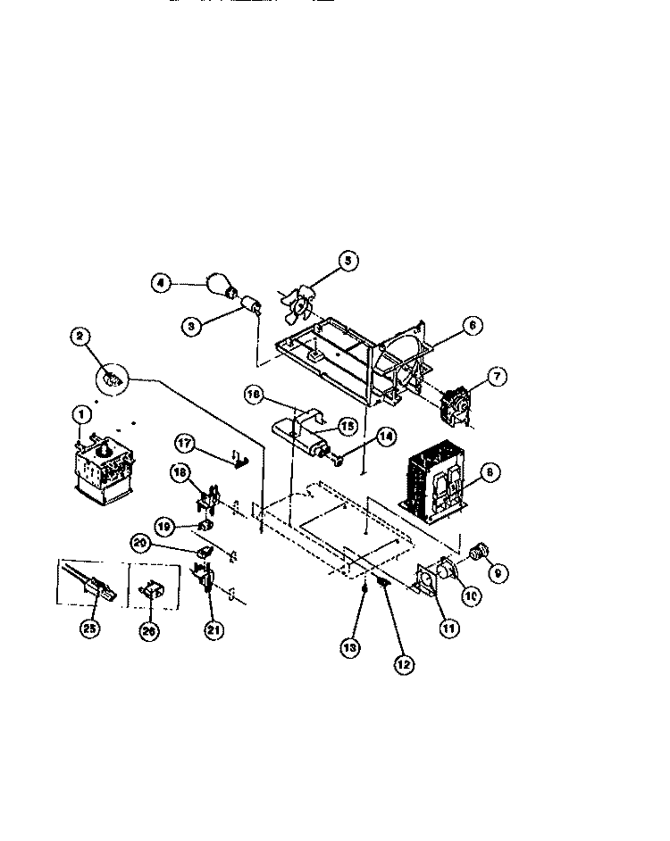 OVEN FAN, MOTOR Diagram and Parts List for REM77BL4  Frigidaire Microwave Oven Combo