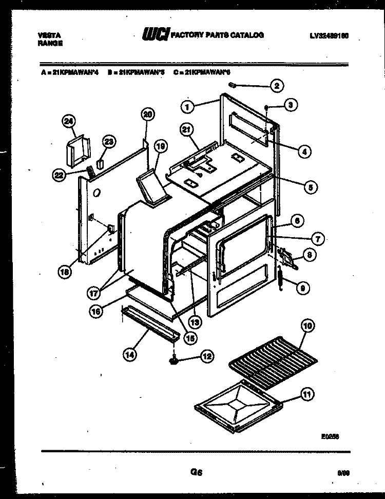BODY PARTS Diagram and Parts List for 21KPMAWAN5  Tappan Range