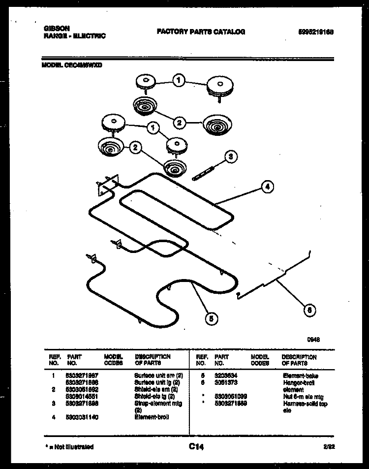 BROILER PARTS Diagram and Parts List for CEC4M6WXD  Gibson Range