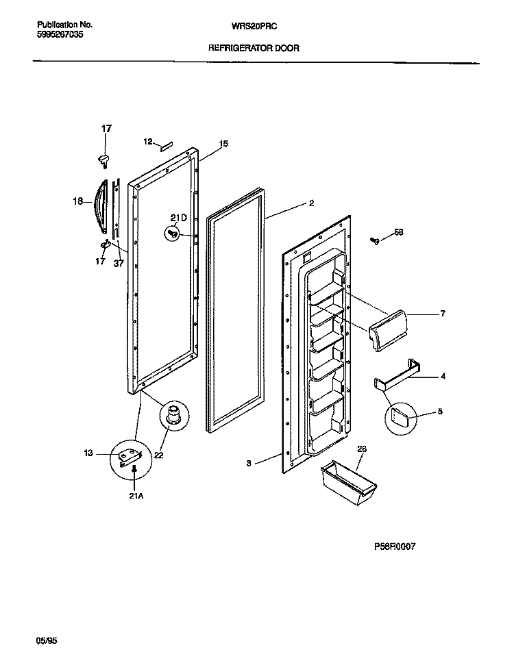 REFRIGERATOR DOOR Diagram and Parts List for WRS20PRCD0  Frigidaire Refrigerator