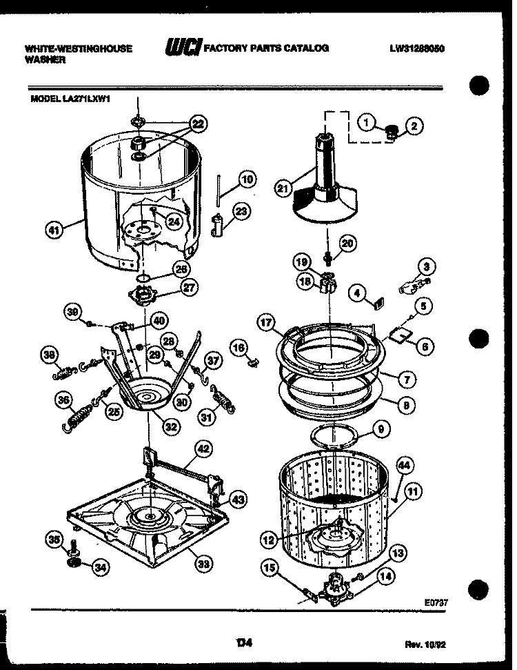 TOP PARTS Diagram and Parts List for LA800JXH5  Frigidaire Washer