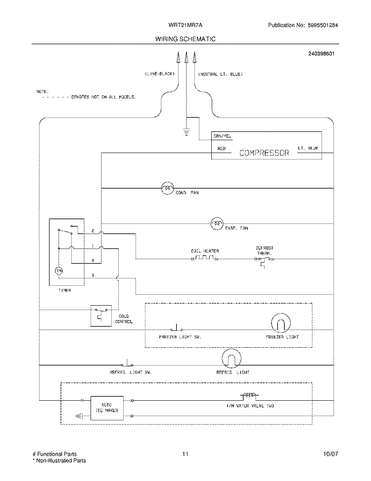 WIRING SCHEMATIC Diagram and Parts List for WRT21MR7ASL  Crosley Refrigerator