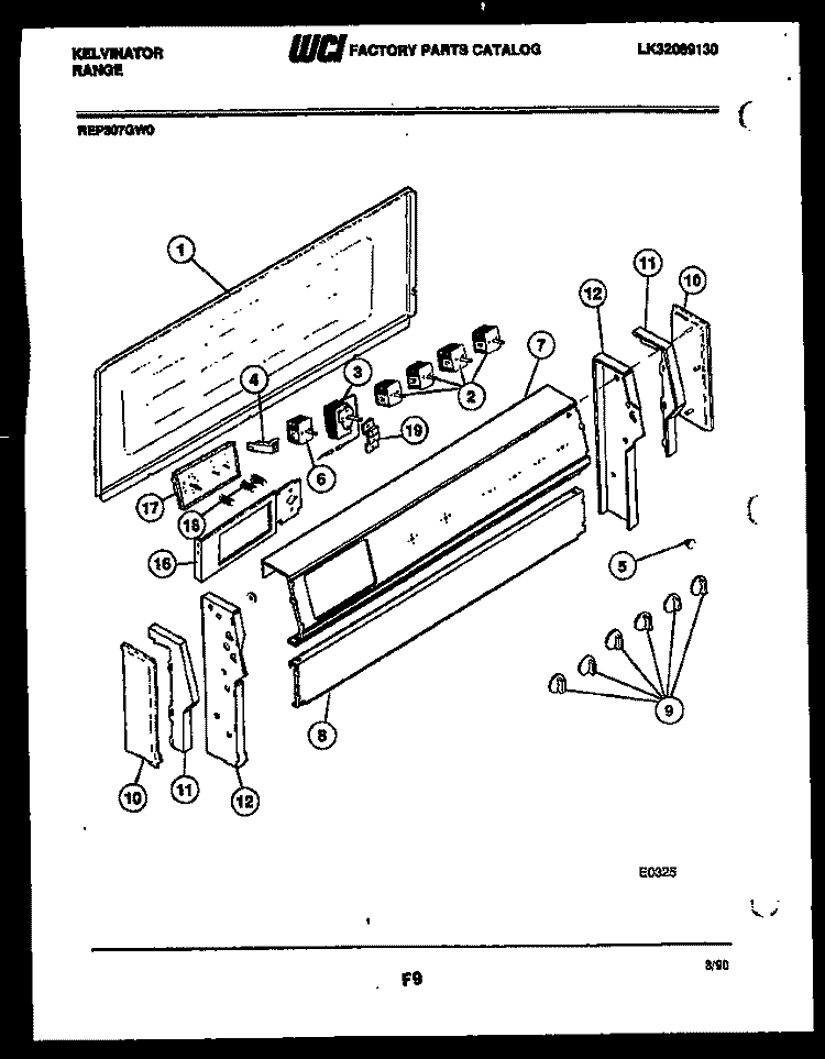 BACKGUARD PARTS Diagram and Parts List for REP307GD0  Kelvinator Range