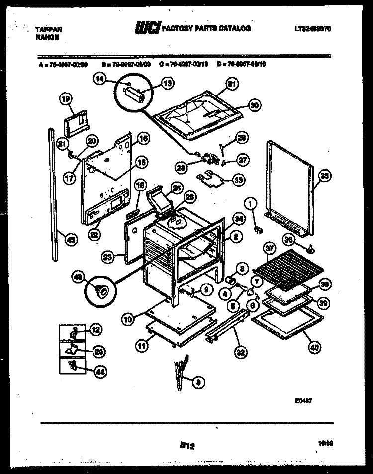 LOWER BODY PARTS Diagram and Parts List for 76-4967-00-09  Tappan Microwave Oven Combo