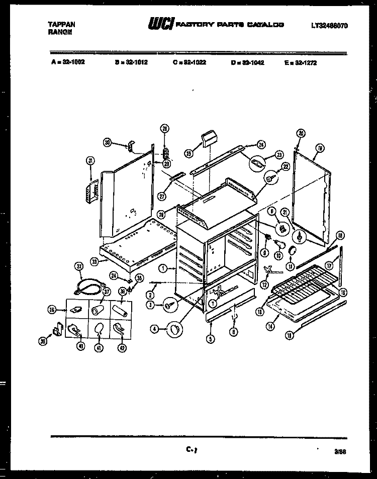 BODY PARTS Diagram and Parts List for 32-1022-57-08  Tappan Range