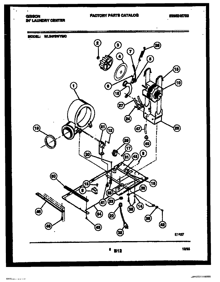 BLOWER, IDLER ARM CLUTCH AND MOTOR Diagram and Parts List for WL24F2WYMC  Gibson Washer