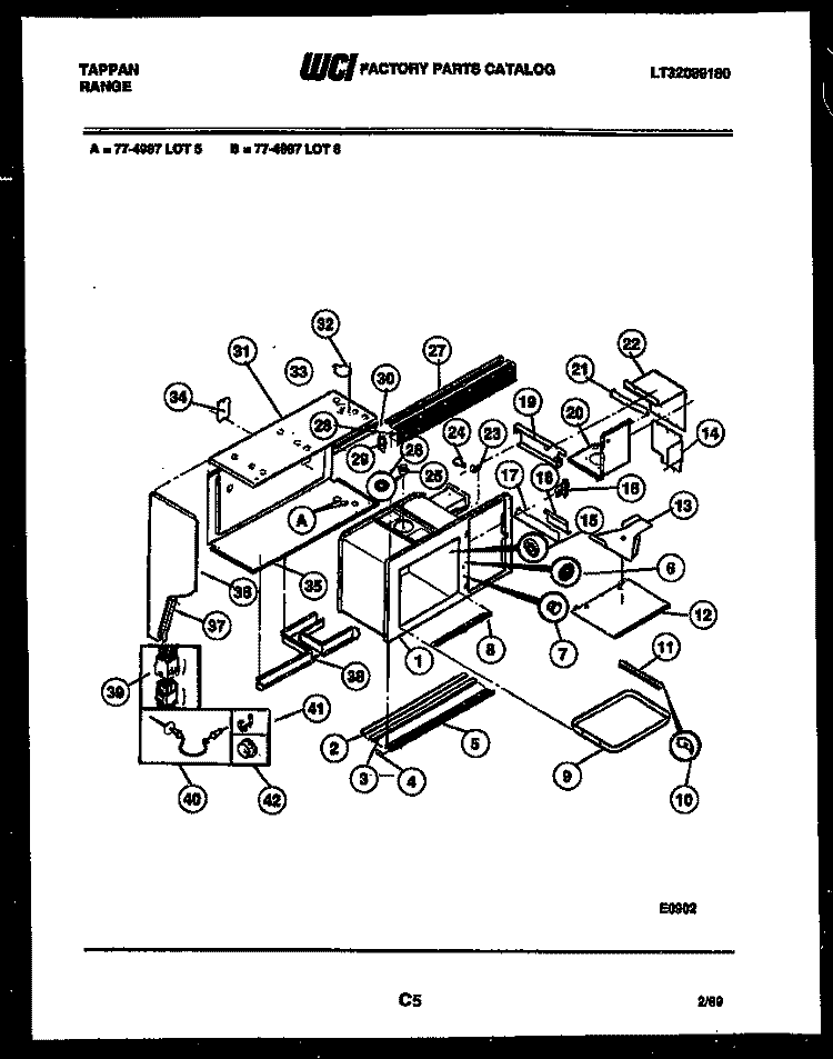 UPPER BODY PARTS Diagram and Parts List for 77-4987-00-05  Tappan Microwave Oven Combo