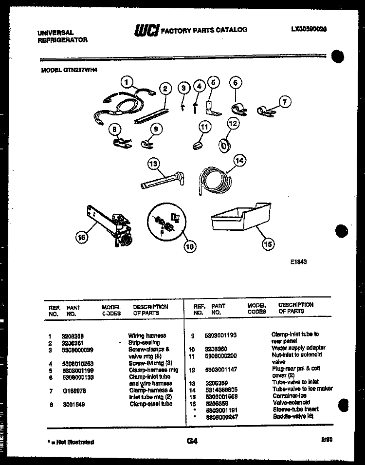 ICE MAKER INSTALLATION PARTS Diagram and Parts List for GTN217WHD4  Frigidaire Refrigerator