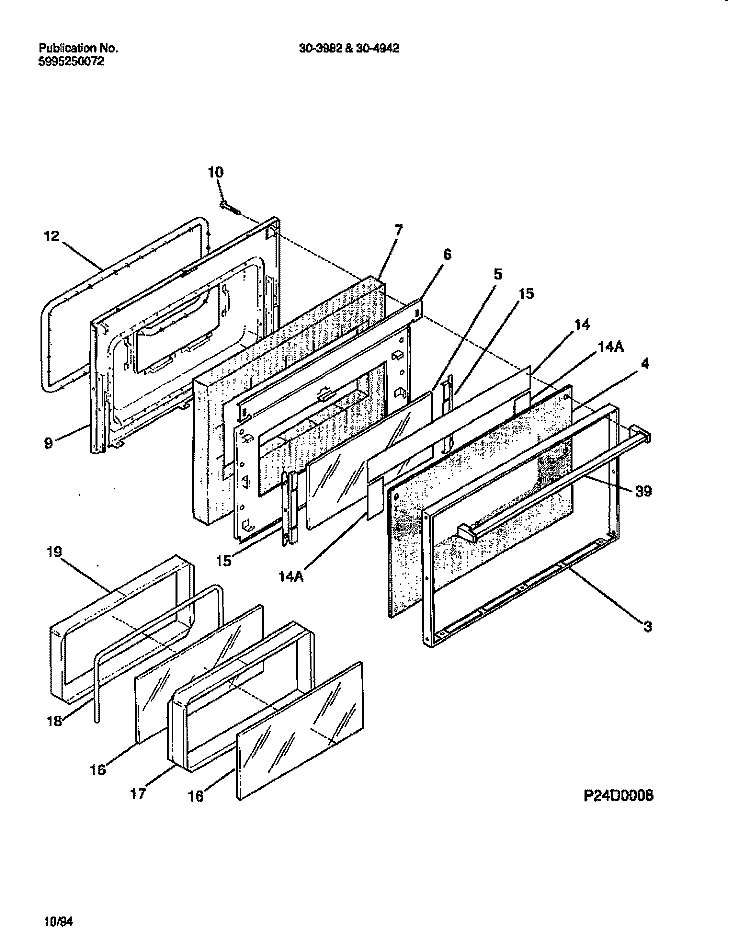 DOOR Diagram and Parts List for 30-3982-23-03  Tappan Range