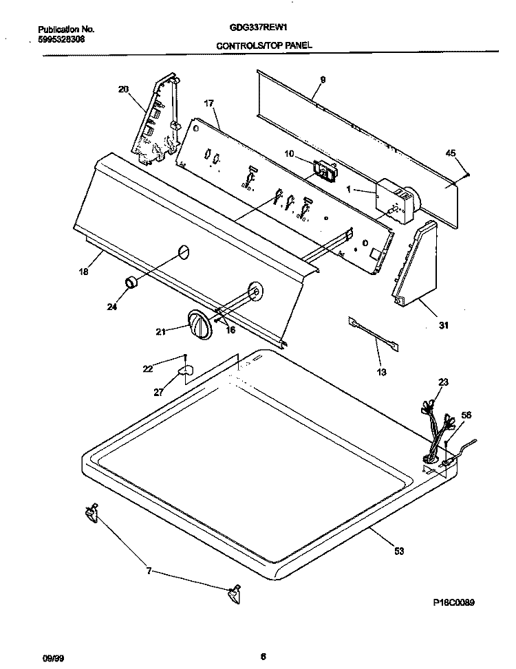 CONTROL PANEL Diagram and Parts List for GDG337REW1  Gibson Dryer