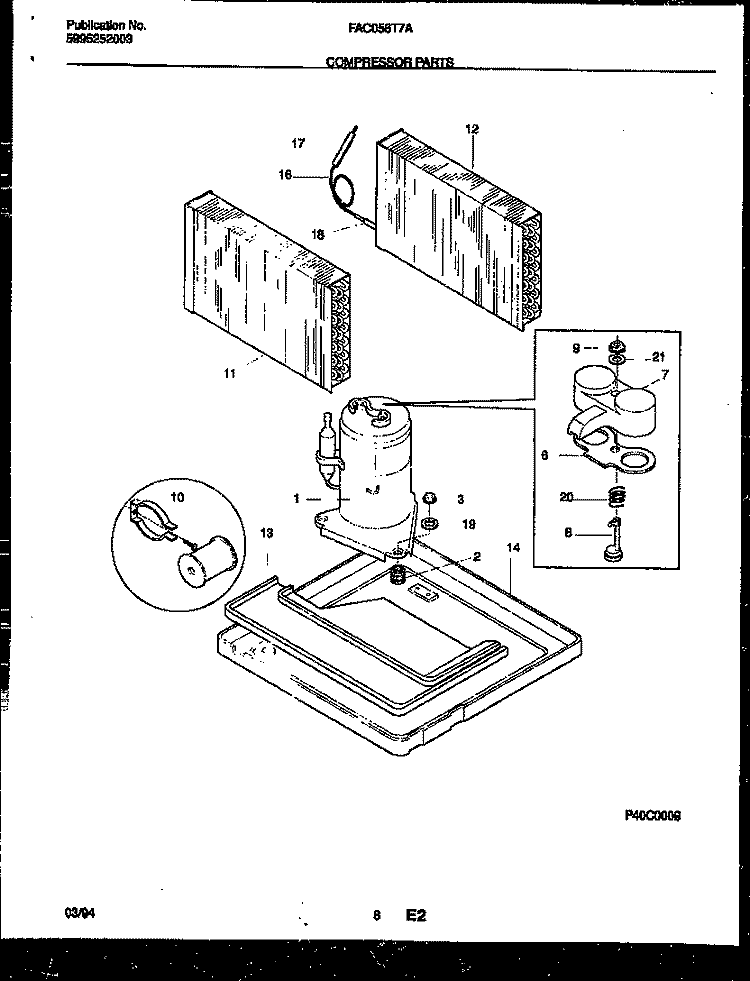 COMPRESSOR PARTS Diagram and Parts List for FAC056T7A1  Frigidaire Air Conditioner