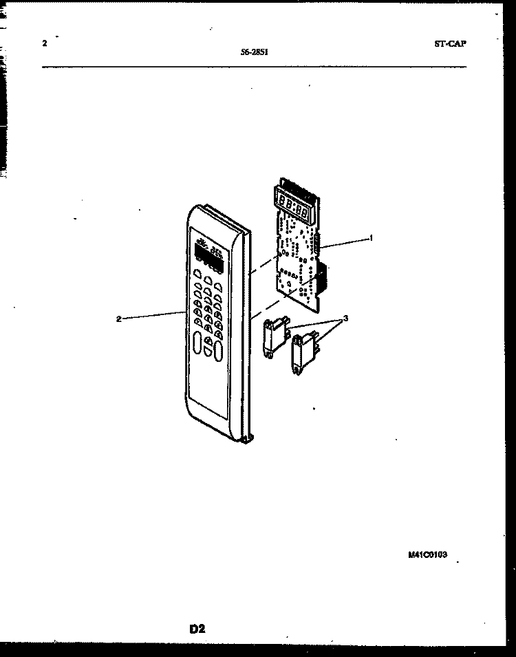 CONTROL PANEL Diagram and Parts List for 56-2851-00-02  Tappan Microwave