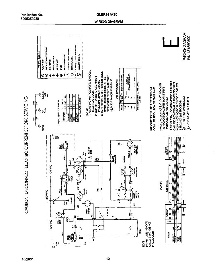 131850600 WIRING DIAGRAM Diagram and Parts List for GLER341AS0  Frigidaire Dryer