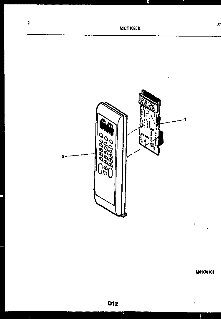 CONTROL PANEL Diagram and Parts List for MCT1080R1  Frigidaire Microwave