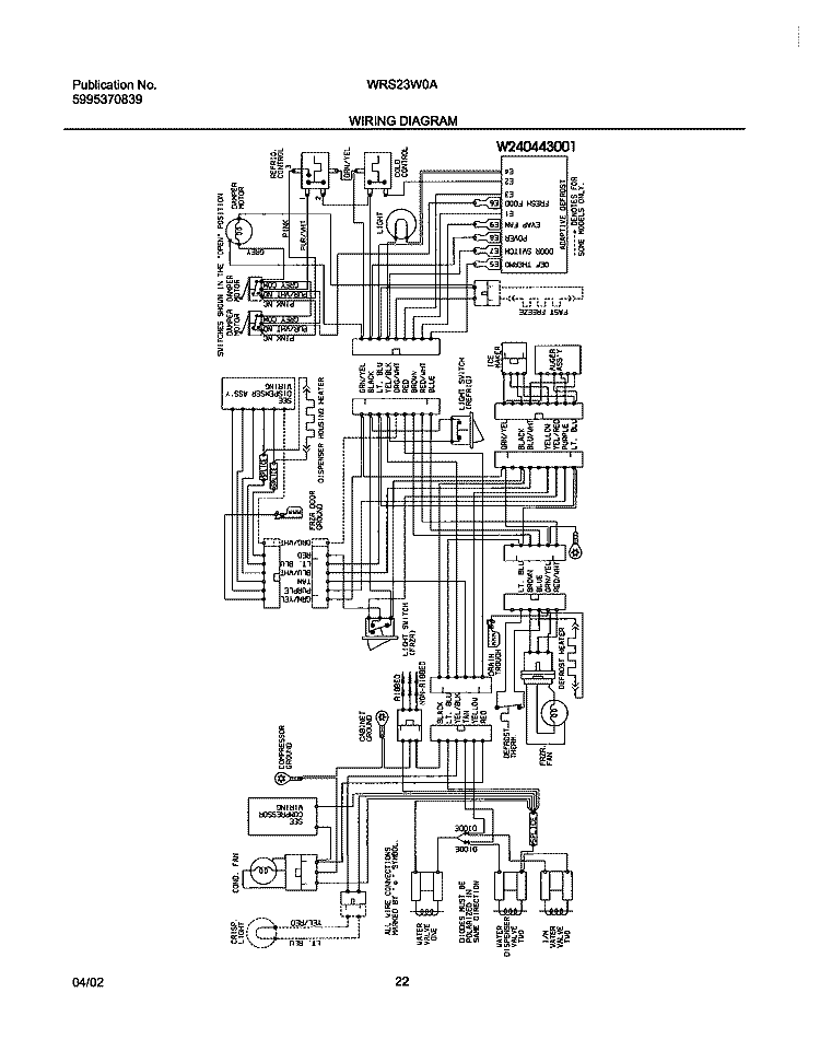 WIRING DIAGRAM Diagram and Parts List for WRS23W0AQ3  Westinghouse Refrigerator