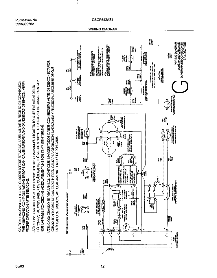 WIRING DIAGRAM Diagram and Parts List for GSGR642AS4  Frigidaire Dryer
