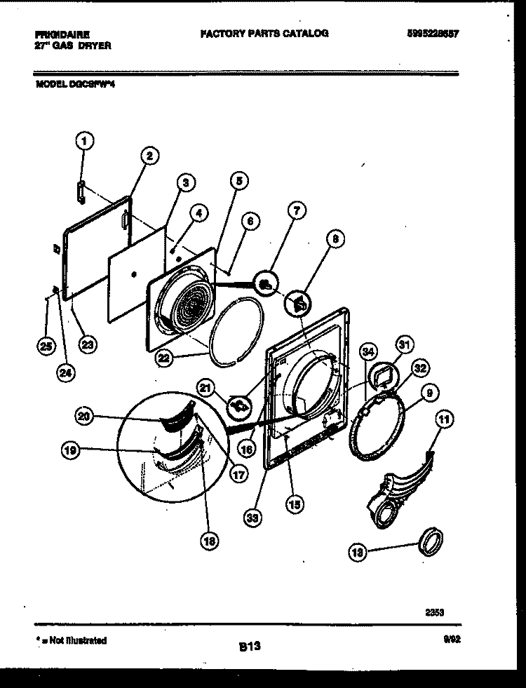 DOOR PARTS Diagram and Parts List for DGCSFW4  Frigidaire Dryer