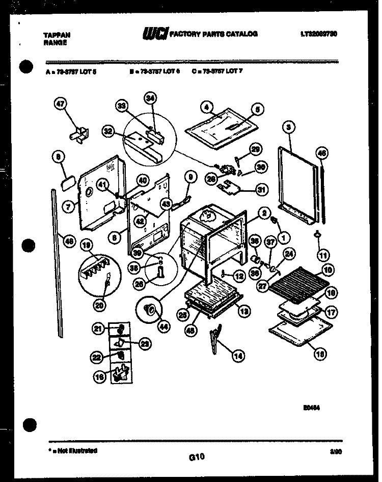 LOWER BODY PARTS Diagram and Parts List for 73-3757-00-07  Tappan Range