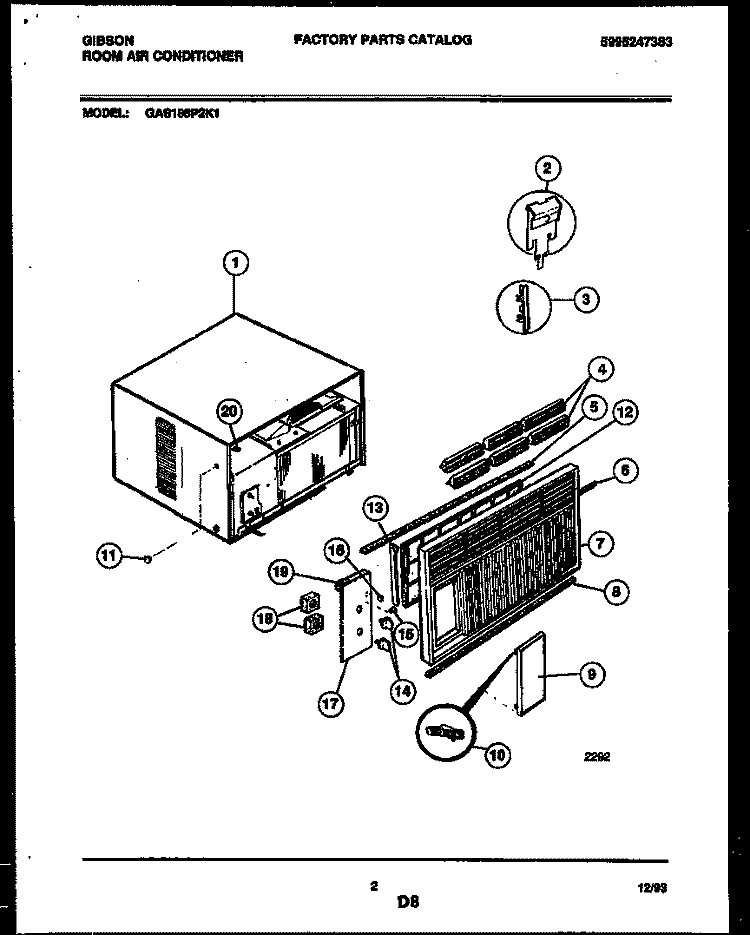 CABINET PARTS Diagram and Parts List for GAS188P2K2  Gibson Air Conditioner