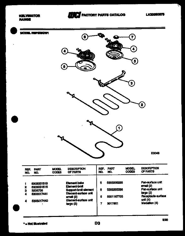 BROILER PARTS Diagram and Parts List for REP305GD1  Kelvinator Range