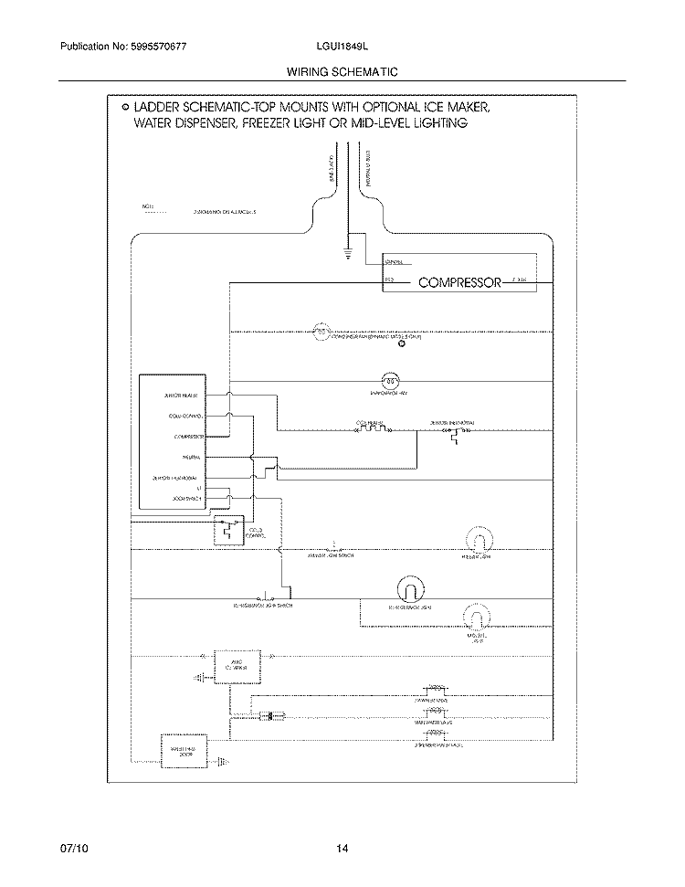 WIRING SCHEMATIC Diagram and Parts List for LGUI1849LR0  Frigidaire Refrigerator