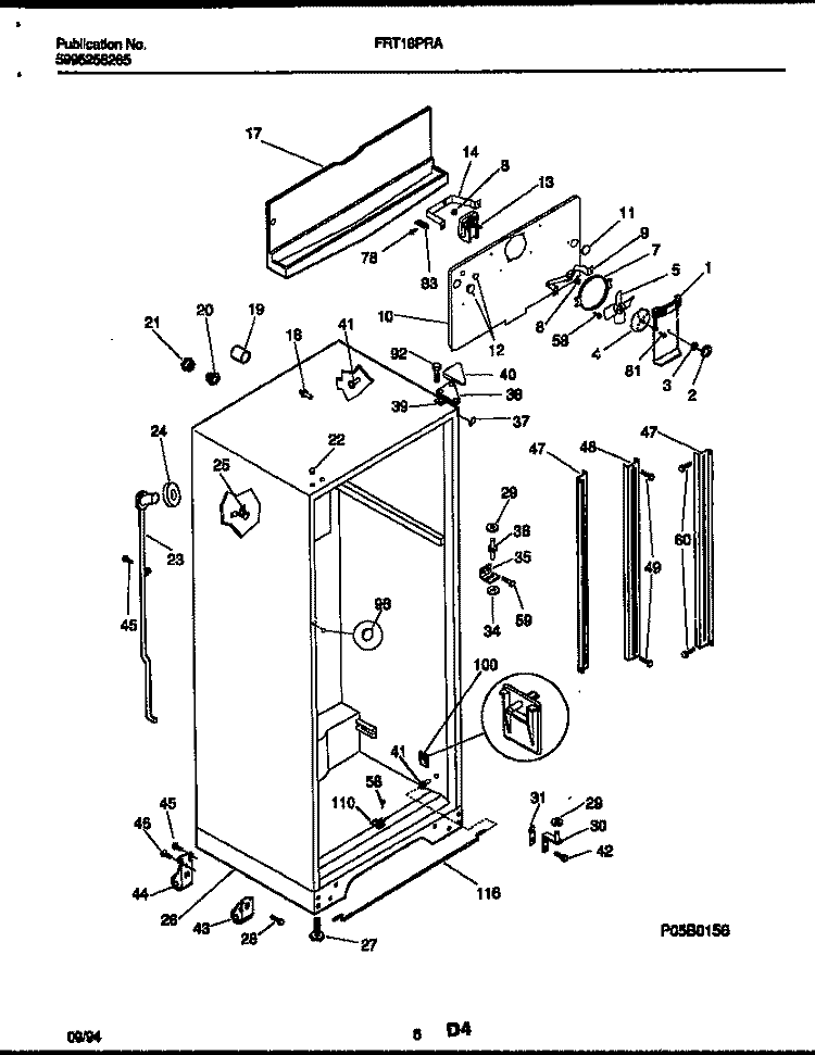 CABINET PARTS Diagram and Parts List for FRT18PRAD3  Frigidaire Refrigerator