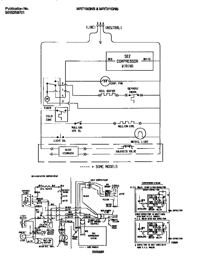 WIRING DIAGRAM Diagram and Parts List for MRT19GNBW2  Frigidaire Refrigerator