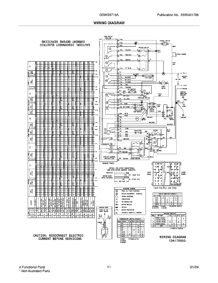WIRING DIAGRAM Diagram and Parts List for GSWS9719AS2  Frigidaire Washer