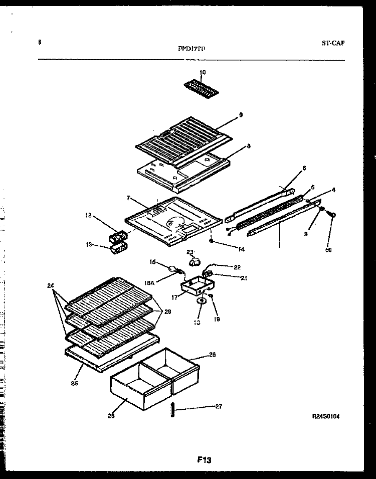 SHELVES AND SUPPORTS Diagram and Parts List for FPD17TFH1  Frigidaire Refrigerator