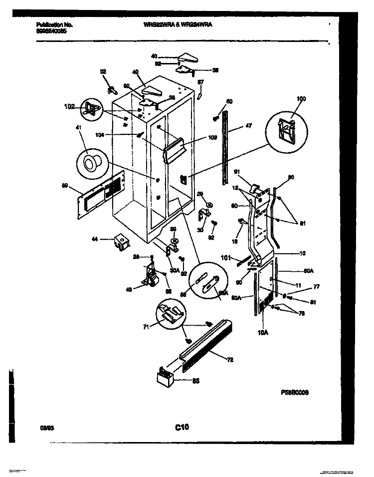 CABINET PARTS Diagram and Parts List for WRS22WRAW0  Frigidaire Refrigerator