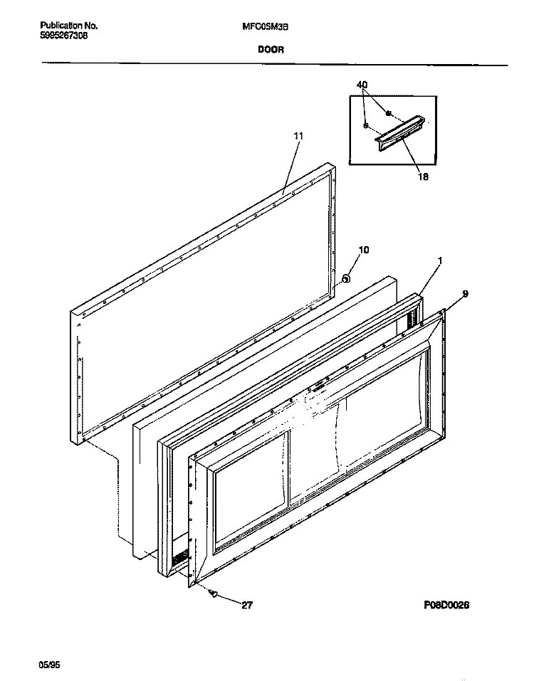 DOOR Diagram and Parts List for MFC05M3B  Frigidaire Freezer