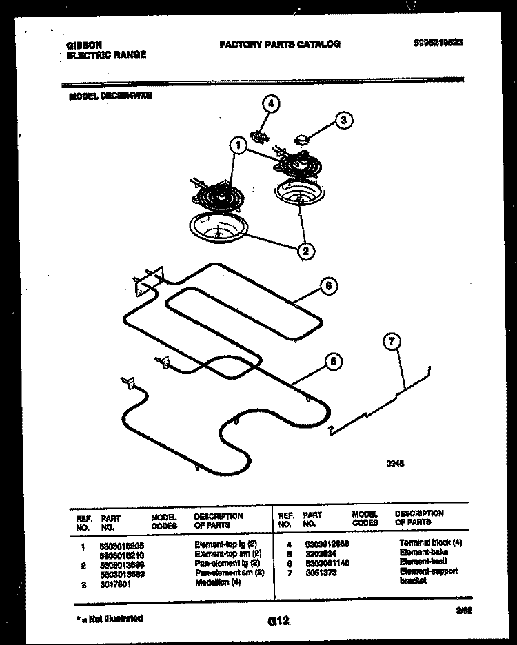 BROILER PARTS Diagram and Parts List for CEC2M4WXE  Gibson Range