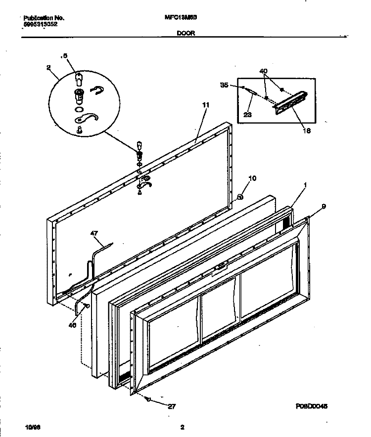 DOOR Diagram and Parts List for MFC13M6BW3  Frigidaire Freezer