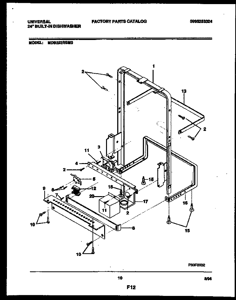 POWER DRY AND MOTOR PARTS Diagram and Parts List for MDB222RBM0  Frigidaire Dishwasher