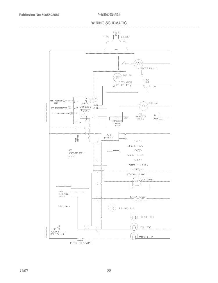 WIRING SCHEMATIC Diagram and Parts List for PHSB67EHSB3  Frigidaire Refrigerator