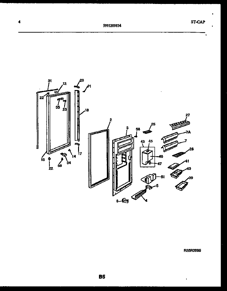 REFRIGERATOR DOOR PARTS Diagram and Parts List for FPCE24VFL1  Frigidaire Refrigerator