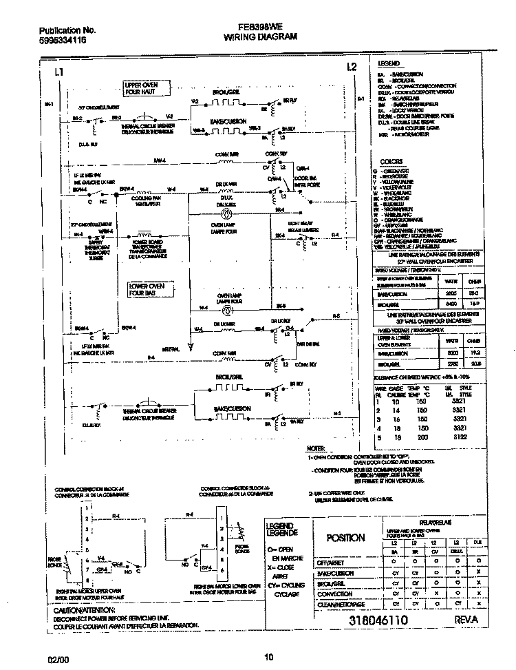 WIRING DIAGRAM Diagram and Parts List for FEB398WECD  Frigidaire Wall Oven