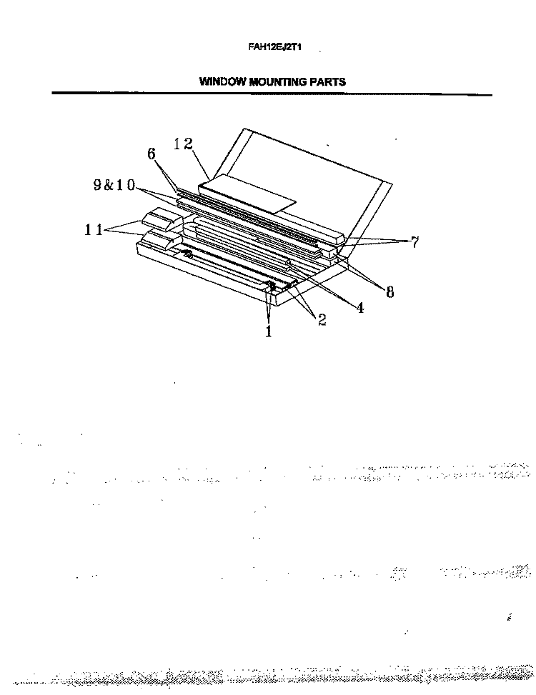 MOUNTING PARTS Diagram and Parts List for FAH12EJ2T1  Frigidaire Air Conditioner