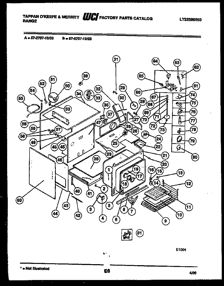 BODY PARTS Diagram and Parts List for 57-2707-00-03  Tappan Microwave