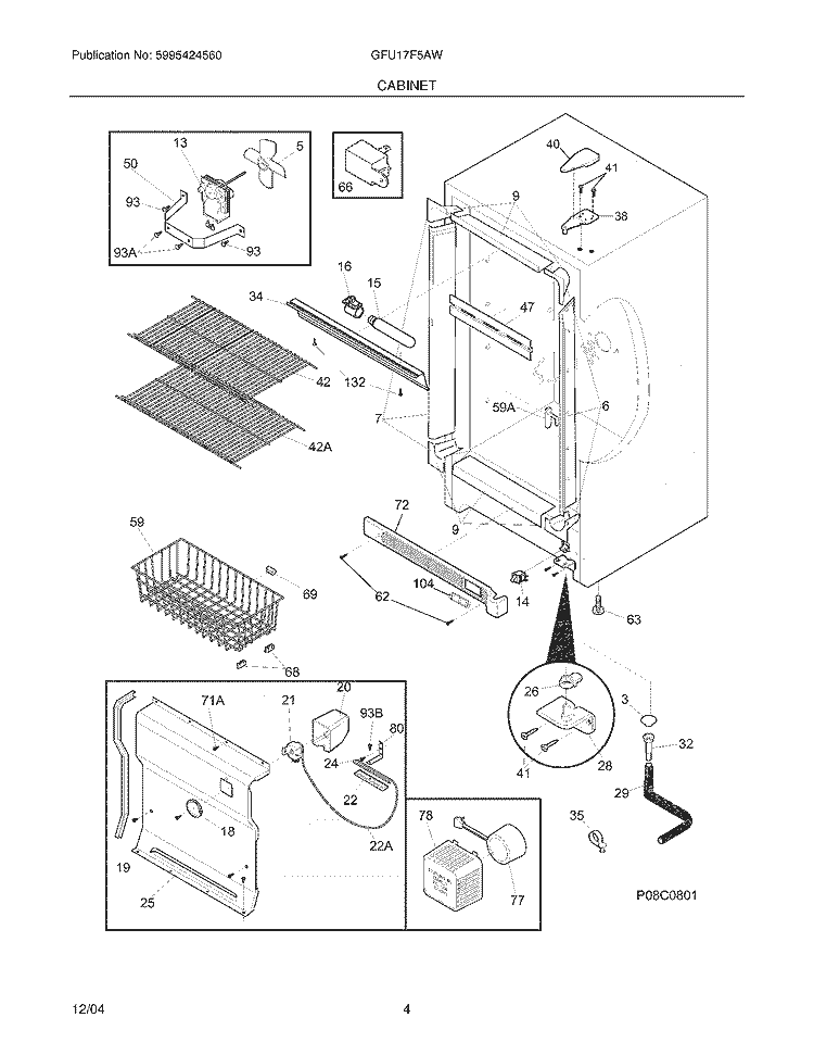 CABINET Diagram and Parts List for GFU17F5AW7  Gibson Freezer