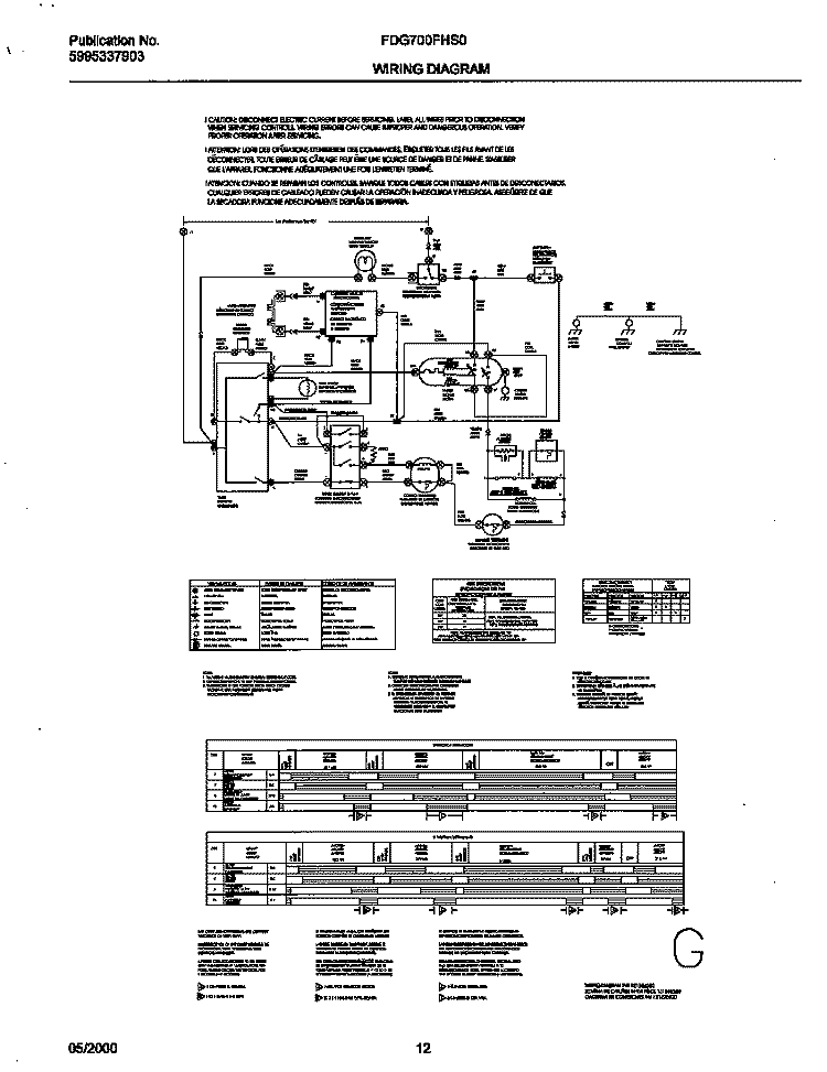 WIRING DIAGRAM Diagram and Parts List for FDG700FHS0  Frigidaire Dryer