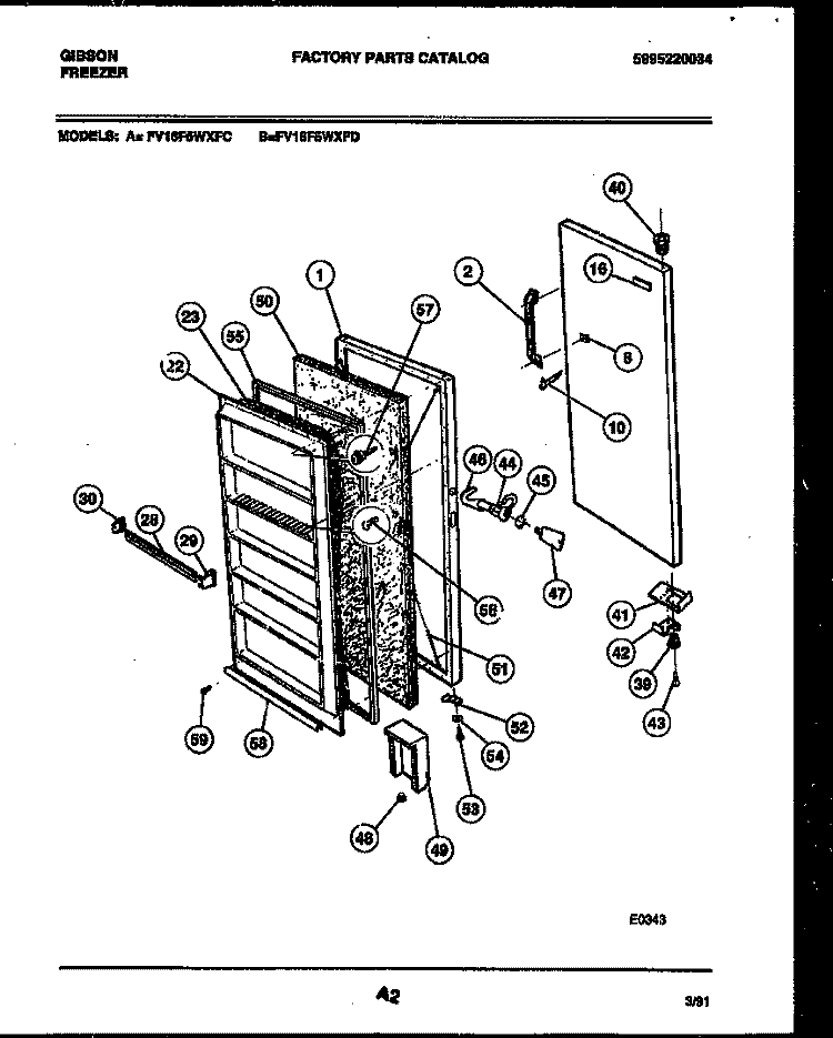 DOOR PARTS Diagram and Parts List for FV16F5WXFD  Gibson Freezer