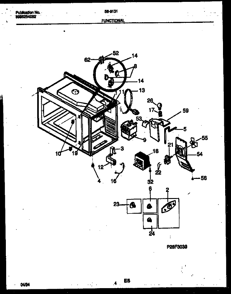 FUNCTIONAL PARTS Diagram and Parts List for 56-9131-10-05  Tappan Microwave