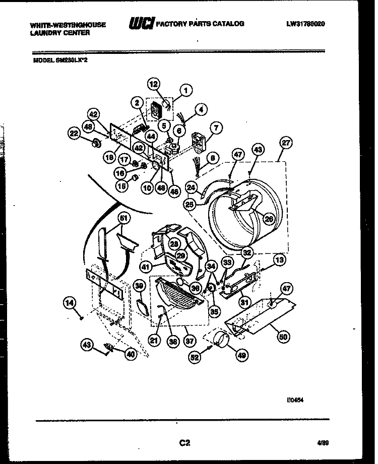 CONSOLE, CONTROL AND DRUM Diagram and Parts List for SM230LXW2  Frigidaire Washer