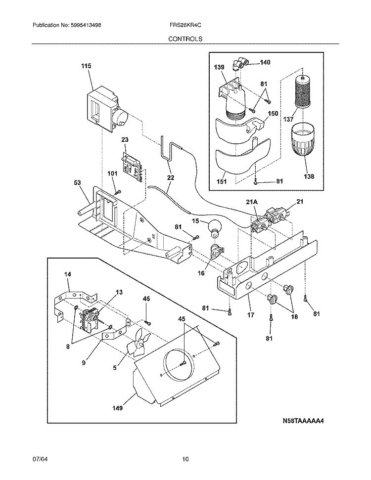 CONTROLS Diagram and Parts List for FRS26KR4CB3  Frigidaire Refrigerator