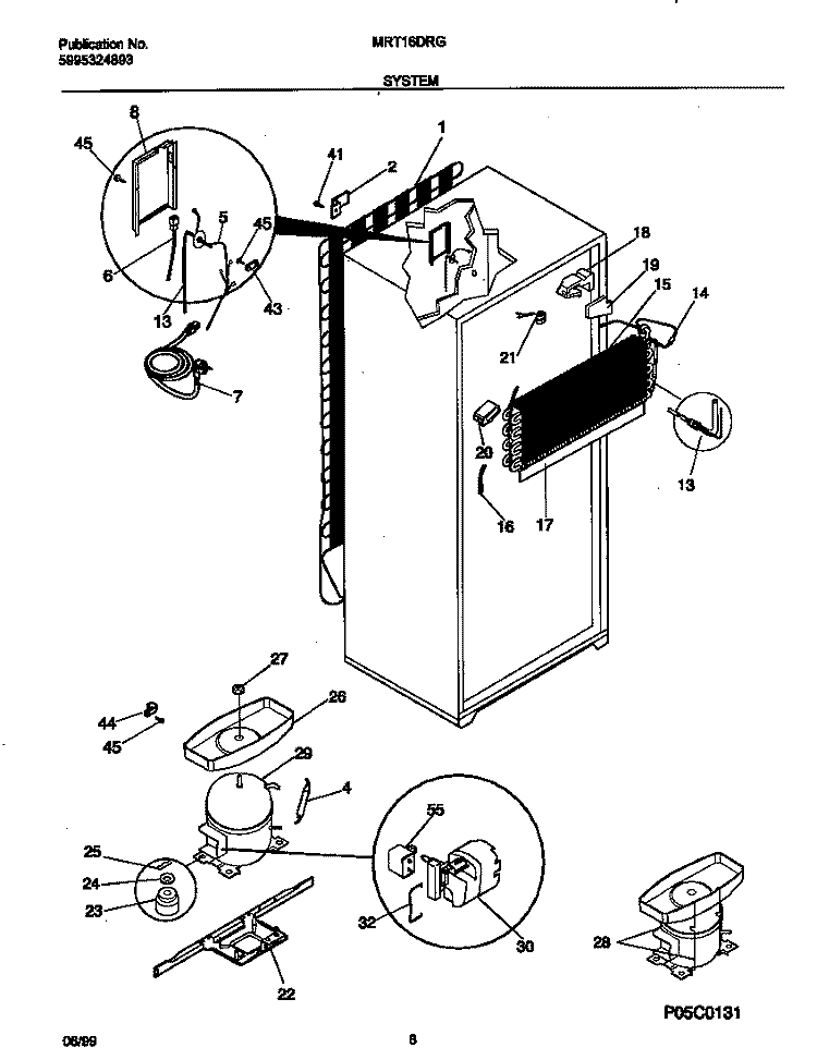 SYSTEM Diagram and Parts List for MRT16DRGD5  Frigidaire Refrigerator