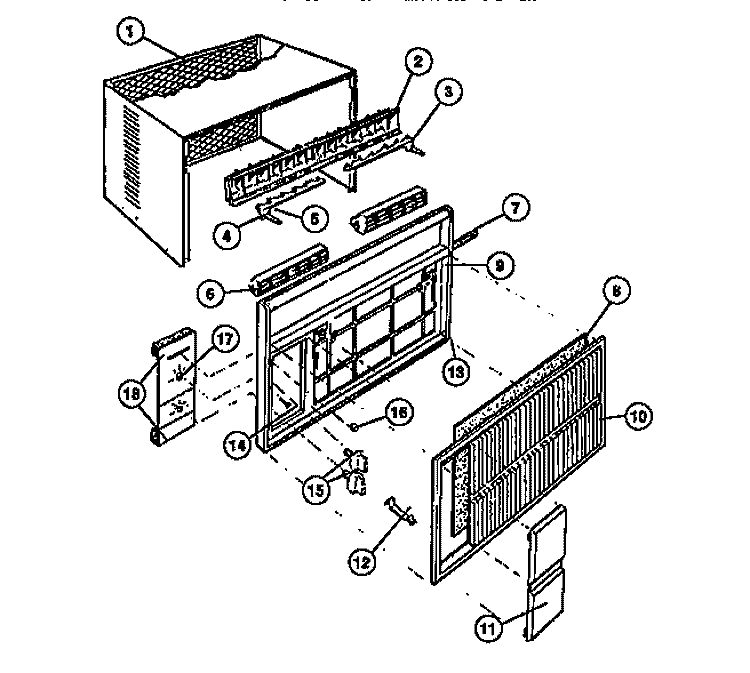 CABINET FRONT & WRAPPER Diagram and Parts List for A05LH5N1  Frigidaire Air Conditioner