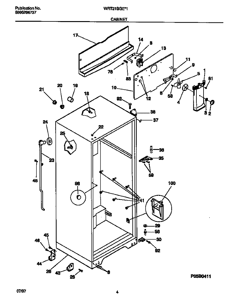 CABINET Diagram and Parts List for WRT21BGEW1  Frigidaire Refrigerator